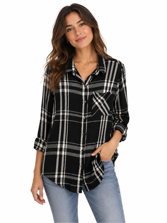 Lucky Brand Tops - Lucky Brand Black & White Plaid Button-Down Shirt for Women - 0505